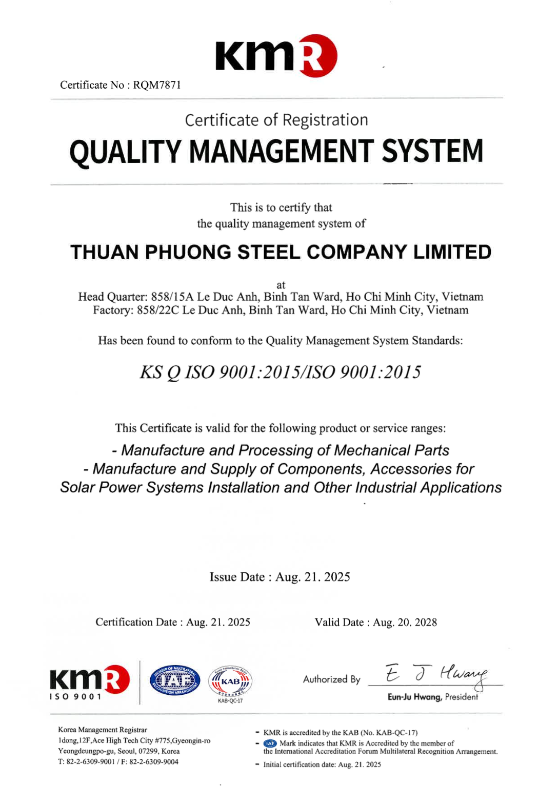 Chứng nhận ISO 9001