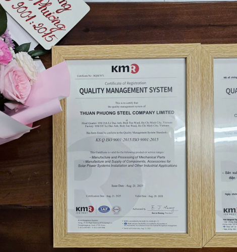 Công ty TNHH thép Thuận Phương nhận chứng nhận ISO - Bước tiến mới trong quản lý chất lượng